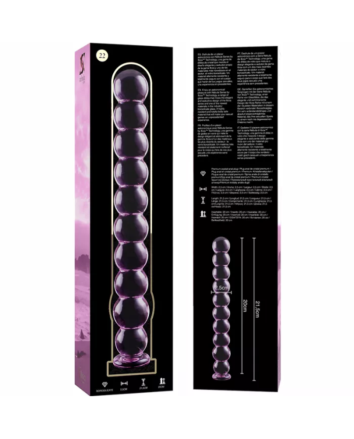 NEBULA SERIES BY IBIZA - MODÈLE 22 GODE EN VERRE BOROSILICATE ROSE 21.5 CM -O- 2.5 CM