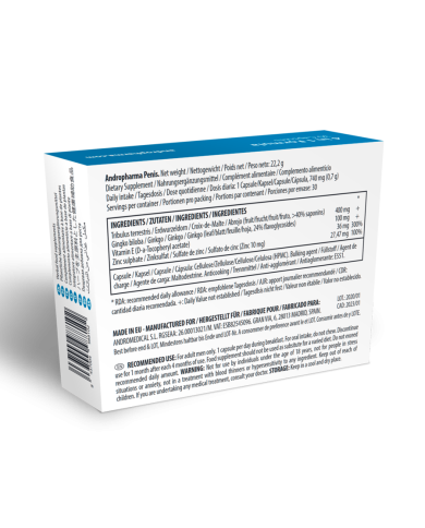 ANDROPHARMA PENIS - SUPPLÉMENT D''AGRANDISSEMENT DU PÉNIS