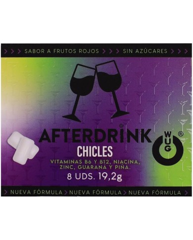 WUG After Drink – Le chewing-gum fonctionnel qui vous aide à retrouver de l'énergie après une soirée. Plaquette de 8 unités