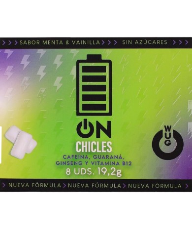 WUG on – Énergie instantanée en chewing-gum, plaquette thermoformée de 8 unités