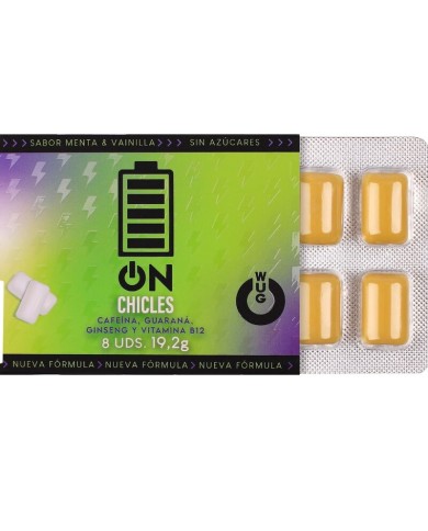 WUG on – Énergie instantanée en chewing-gum, plaquette thermoformée de 8 unités