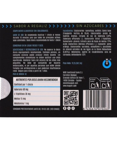 WUG off - Le chewing-gum fonctionnel qui vous aide à vous détendre et à mieux dormir. Plaquette de 8 paquets