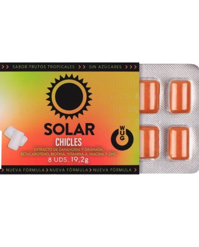 WUG Solar – Le chewing-gum qui prépare votre peau au soleil. Plaquette de 8 unités