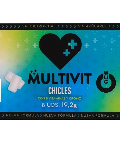 WUG Multivit - Le chewing-gum fonctionnel qui renforce vos défenses immunitaires au quotidien. Plaquette de 8 unités