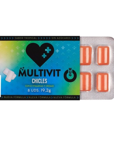 WUG Multivit - Le chewing-gum fonctionnel qui renforce vos défenses immunitaires au quotidien. Plaquette de 8 unités