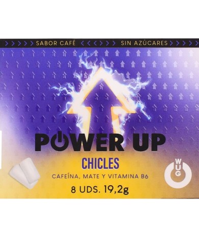 WUG Power Up - Chewing-gum énergisant pour la concentration et l'endurance - Plaquette thermoformée de 8 unités