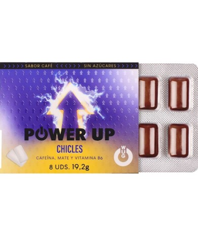 WUG Power Up - Chewing-gum énergisant pour la concentration et l'endurance - Plaquette thermoformée de 8 unités