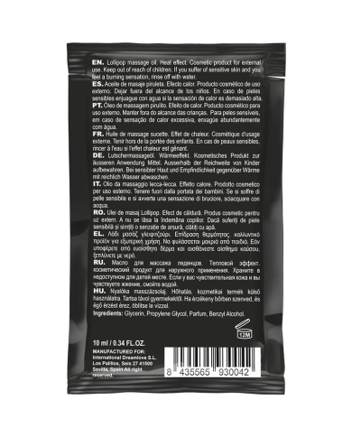 COQUETTE CHIC DESIRE - HUILE DE MASSAGE KISSABLE DE POCHE AVEC SUCETTE EFFET CHALEUR 10 ML