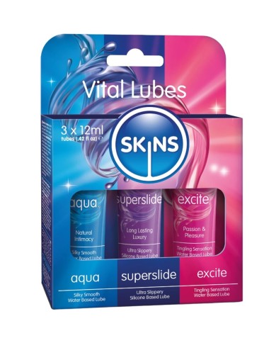 KIT DE LUBRIFIANTS VITAL POUR LA PEAU - AQUA, SUPERSLIDE ET EXCITE (3 x 12 ml)