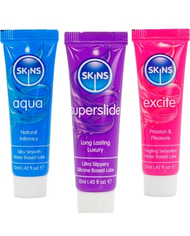 KIT DE LUBRIFIANTS VITAL POUR LA PEAU - AQUA, SUPERSLIDE ET EXCITE (3 x 12 ml)
