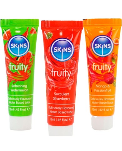 KIT DE LUBRIFIANTS FRUITÉS SKINS - PASTÈQUE, FRAISE ET MANGUE 3 x 12 ML