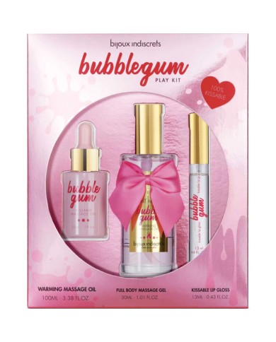 BIJOUX - INDISCRETS KIT DE JEU BUBBLEGUM AVEC HUILE, GEL ET BRILLANT LÈVRES