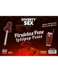 DIABLO GOLOSO - 50 SUCETTES PÉNIS SAVEUR RON COLA 10% ALCOOL