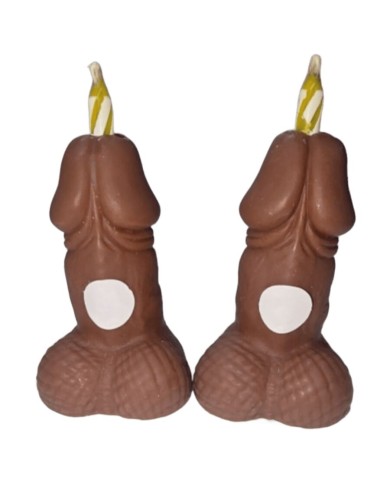 DIABLO PICANTE - BOUGIES CHIFFRES D'ANNIVERSAIRE EN FORME DE PÉNIS, TON FONCÉ, 2 UNITÉS