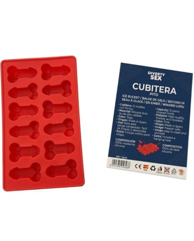 DIABLO PICANTE - 12 PÉNIS EN SILICONE DUR POUR SEAU À GLACES SUSPENDU BLEU