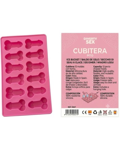 DIABLO PICANTE - 12 PÉNIS EN SILICONE DUR POUR SEAU À GLACE SUSPENDU ROSE