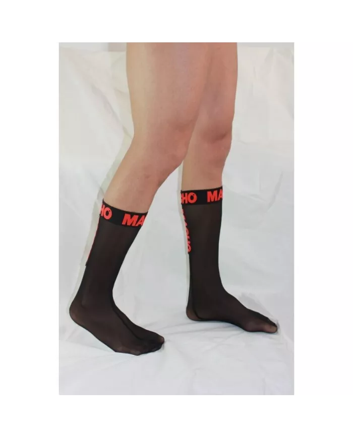 MACHO - CHAUSSETTES FINES TAILLE UNIQUE NOIR/ROUGE