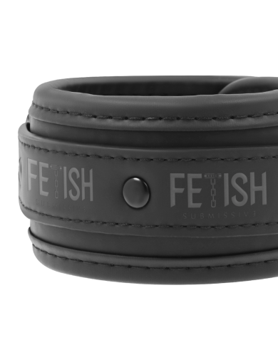 FETISH SUBMISSIVE - COLLIER ET MENOTTES EN CUIR VÉGAN AVEC DOUBLURE EN NOPRÈNE