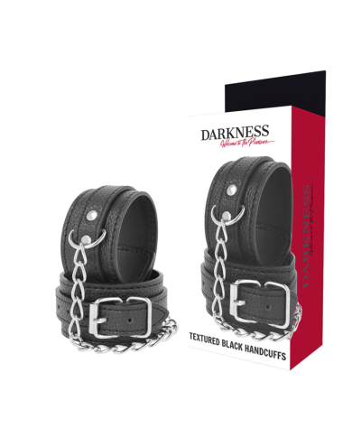DARKNESS - MENOTTES EN CUIR TEXTURÉ NOIR