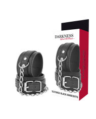 DARKNESS - MENOTTES EN CUIR TEXTURÉ NOIR