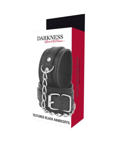 DARKNESS - MENOTTES EN CUIR TEXTURÉ NOIR