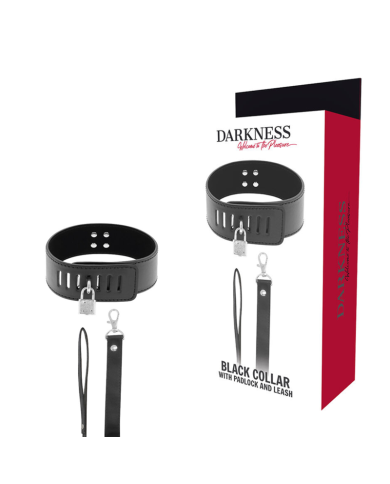 DARKNESS - COLLIER BDSM AVEC SERRURE NOIRE