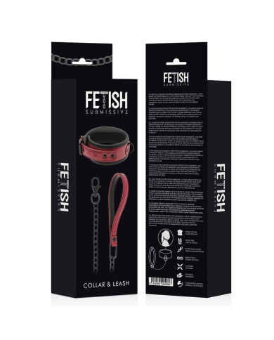 FETISH SUBMISSIVE DARK ROOM - COLLIER CHAÎNE DOUBLURE EN NÉOPRÈNE