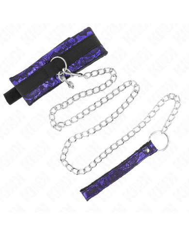KINK - COLLIER COURT EN DENTELLE DE VELOURS AVEC CEINTURE 105 CM AVEC GARNITURE EN NYLON 44 X 5,5 CM