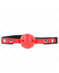 KINK - BALLE DURE CREUSE ROUGE 4 CM GAG BRACELET NOIR 60 x 2 CM AJUSTABLE 37-52 CM