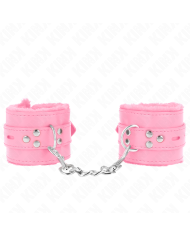 KINK - APPUI-POIGNETS DOUBLÉS DE FOURRURE AVEC TROUS CARRÉS ROSE ET CEINTURE ROSE RÉGLABLE 17-29 CM X 6 CM