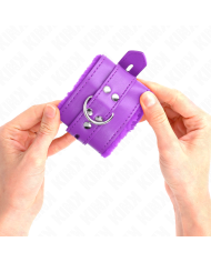 KINK - APPUI-POIGNETS DOUBLÉS DE FOURRURE AVEC TROUS CARRÉS VIOLET ET CEINTURE VIOLET RÉGLABLE 17-29 CM X 6 CM