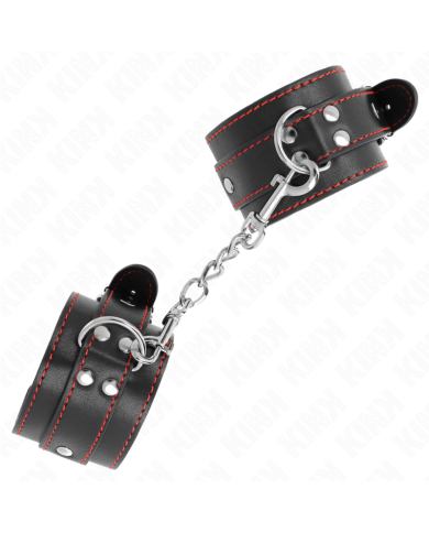 KINK - APPUI-POIGNETS NOIR AVEC DOUBLURE ROUGE RÉGLABLE 20-28 CM X 5,5 CM