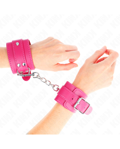 KINK - APPUI-POIGNETS ROSE FRAMBOISE AVEC DOUBLURE ROSE FRAMBOISE RÉGLABLE 20-28 CM X 5,5 CM