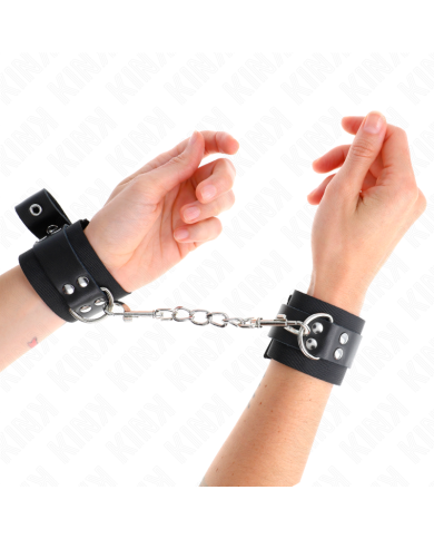 KINK - APPUI-POIGNETS EN NYLON NOIR AVEC CEINTURE EN CUIR NOIR AJUSTABLE 19-29 CM X 5,1 CM