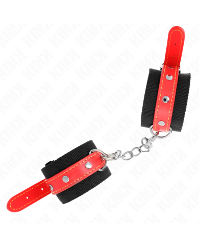 KINK - APPUI-POIGNETS EN NYLON NOIR AVEC CUIR ROUGE AJUSTABLE 19-24 CM X 5,5 CM
