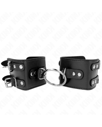 KINK - APPUI-POIGNETS FIXES AVEC ANNEAU ET CLOUS RÉGLABLES NOIR 17-22 CM X 6,5 CM