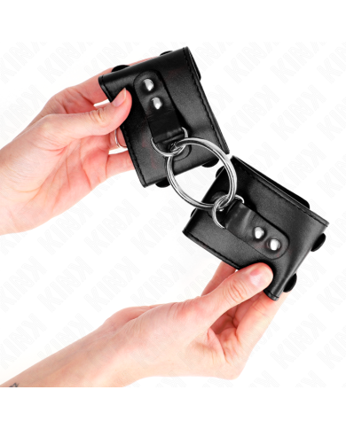 KINK - APPUI-POIGNETS FIXES AVEC ANNEAU ET CLOUS RÉGLABLES NOIR 17-22 CM X 6,5 CM