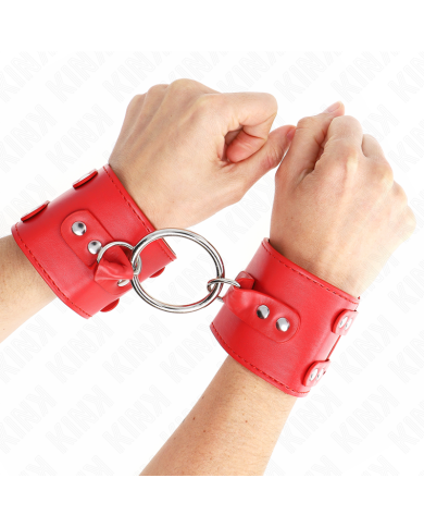 KINK - APPUI-POIGNETS FIXES AVEC ANNEAU ET CLOUS RÉGLABLES ROUGE 17-22 CM X 6,5 CM