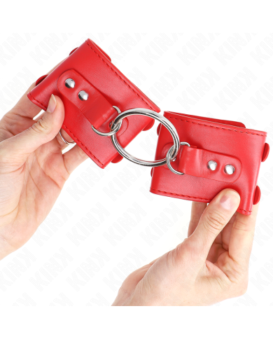 KINK - APPUI-POIGNETS FIXES AVEC ANNEAU ET CLOUS RÉGLABLES ROUGE 17-22 CM X 6,5 CM