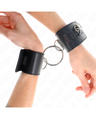 KINK - APPUI-POIGNETS FIXES AVEC ANNEAU ET FERMETURE PAR CADENAS NOIR AJUSTABLE 16-23 CM X 5,5 CM