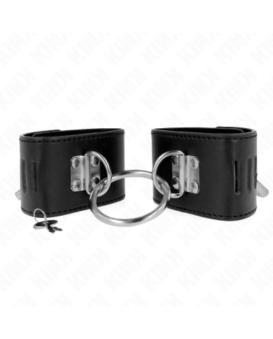 KINK - APPUI-POIGNETS FIXES AVEC ANNEAU ET FERMETURE PAR CADENAS NOIR AJUSTABLE 16-23 CM X 5,5 CM