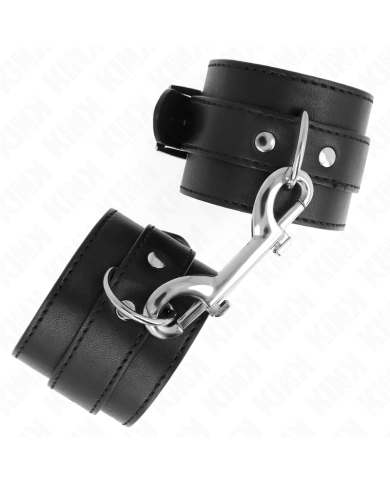 KINK - APPAREILS-POIGNETS - RANGÉE DE RIVETS SIMPLE ET GRANDE BOUCLE NOIRE RÉGLABLE 17-28 CM X 5 CM