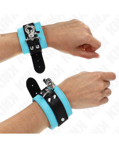 KINK - APPUI-POIGNETS VERROUILLABLES PREMIUM NOIR / BLEU RÉGLABLE 21-28 CM X 5,5 CM