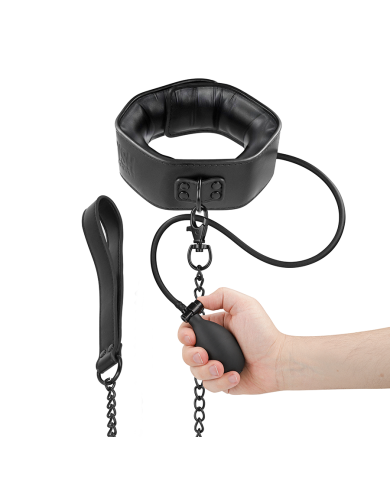 FETISH SUBMISSIVE BONDAGE - COLLIER D'ÉTRANGLEMENT GONFLABLE AVEC CHAÎNE