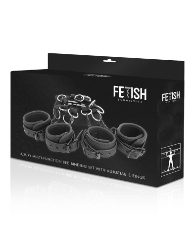 FETISH SUBMISSIVE - ENSEMBLE DE LIENS DE LIT DE LUXE AVEC DOUBLURE EN NOPRÈNE