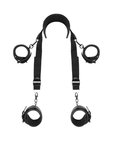 FETISH SUBMISSIVE - POSITION MAÎTRE AVEC 4 MENOTTES DOUBLÉES DE NOPRÈNE