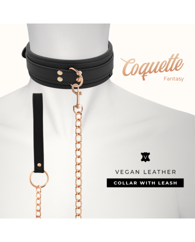 COQUETTE CHIC DESIRE - COLLIER FANTAISIE EN CUIR VÉGAN AVEC BRACELET ET DOUBLURE EN NÉOPRÈNE