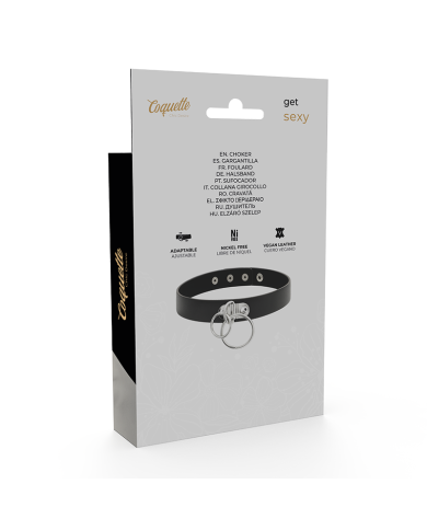 COQUETTE CHIC DESIRE - RAS DE COU DOUBLE ANNEAU EN CUIR VÉGAN