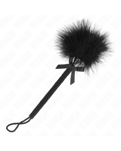 KINK - Baguette en corde de nylon avec plumes chatouillantes et noeud noir 25 cm