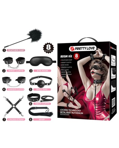 PRETTY LOVE - KIT BDSM 8 PIÈCES NOIR